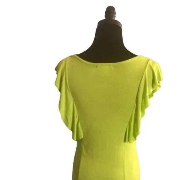 Alberto Makali Lime Green Ruffle Tunic with Decorative Zipper Detail, Size Small - Picture 11 of 12